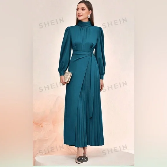 Brand new! Pleated Faux Wrap Dress - Picture 3 of 3